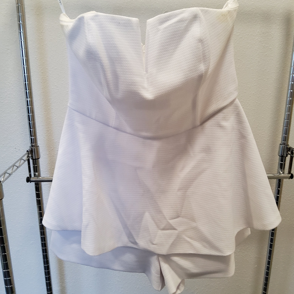 Lulu's Ivory Strapless Peplum Romper